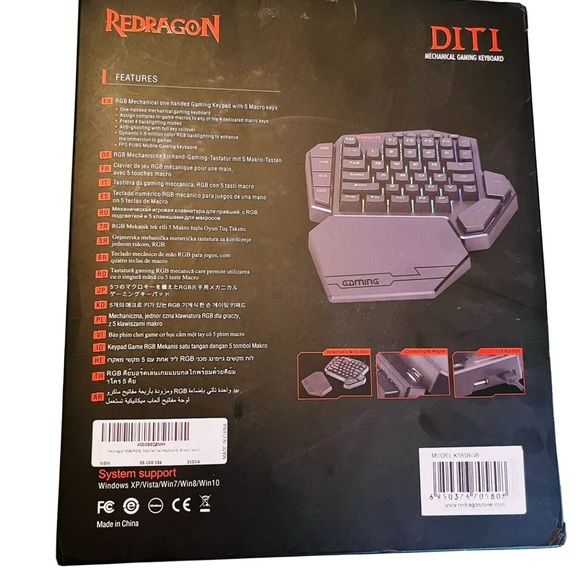 Redragon K585 DITI One-Handed RGB Mechanical Gaming Keyboard Type-C Backlighting - Picture 2 of 6